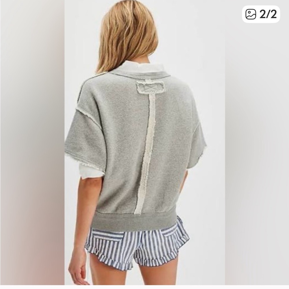 NWT Free People We the Free So Easy Gray Short Sleeve Sweatshirt Women’s XS - Picture 2 of 10